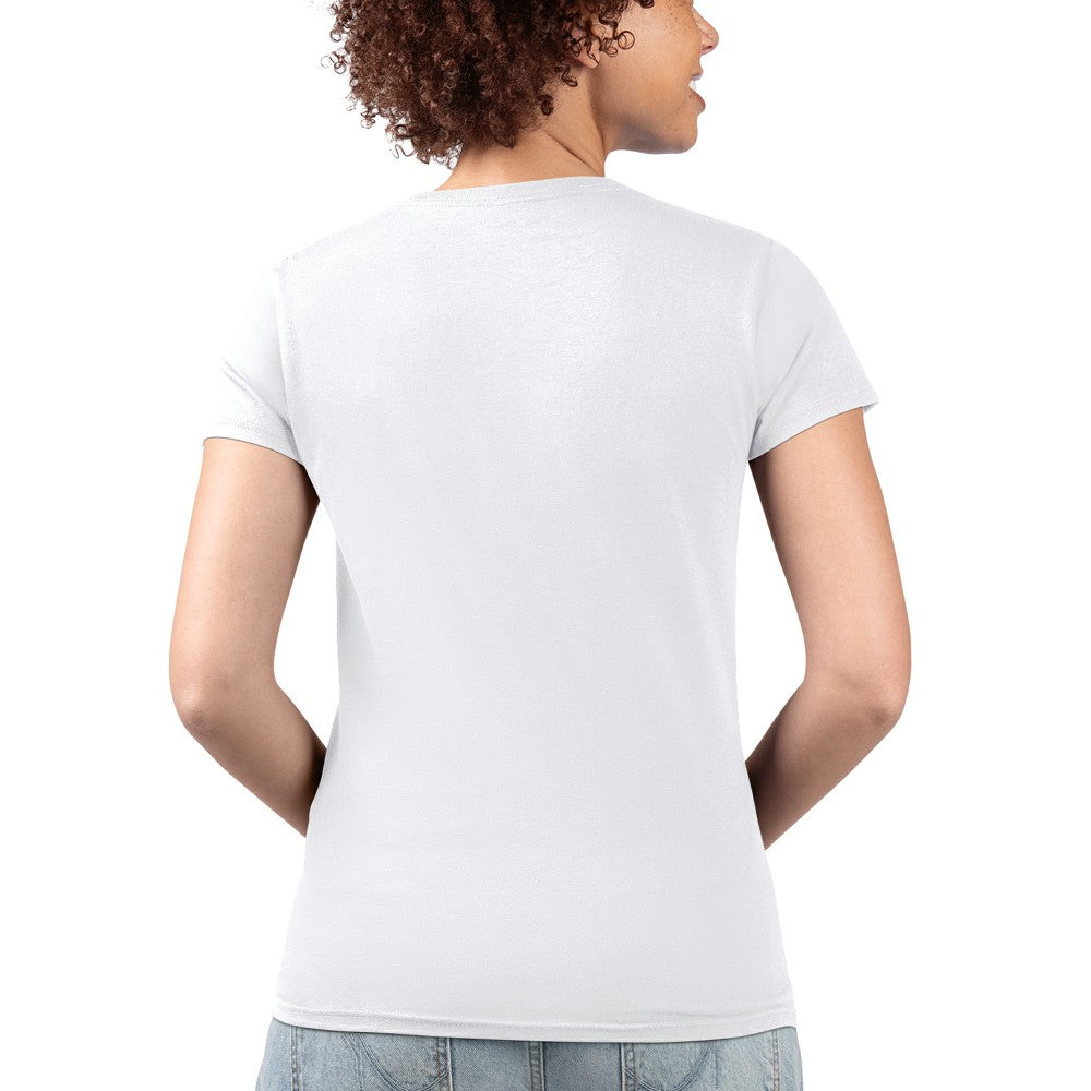 Los Angeles Angels G-III 4Her by Carl Banks Women's Super-Slim Fit Lightweight City Graphic V-Neck T-Shirt White