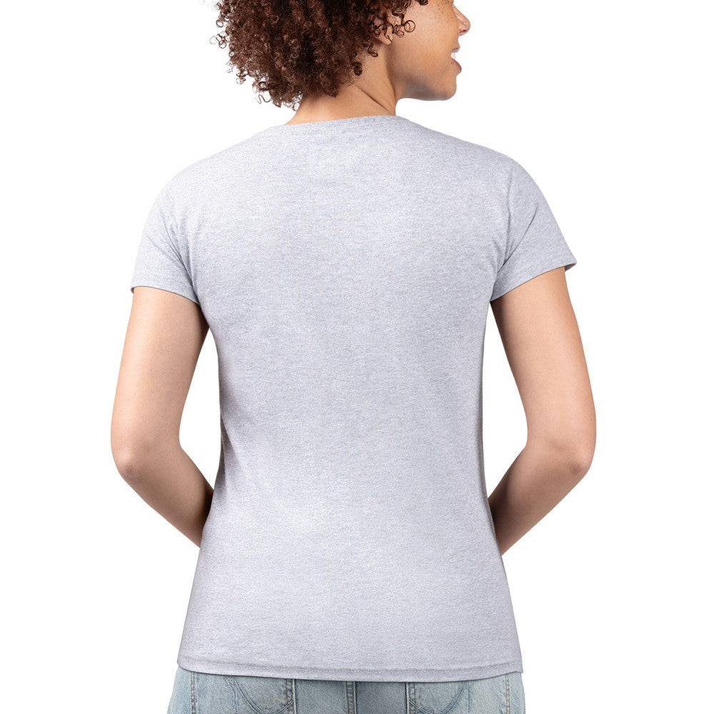 Los Angeles Dodgers G-III 4Her by Carl Banks Women's Super-Slim Fit Lightweight City Graphic V-Neck T-Shirt Heather Gray