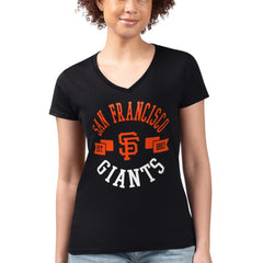 San Francisco Giants G-III 4Her by Carl Banks Women's Super-Slim Fit Lightweight City Graphic V-Neck T-Shirt Black