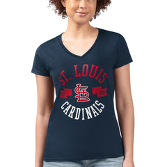 St. Louis Cardinals G-III 4Her by Carl Banks Women's Super-Slim Fit Lightweight City Graphic V-Neck T-Shirt Navy