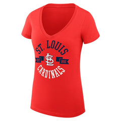 St. Louis Cardinals G-III 4Her by Carl Banks Women's Super-Slim Fit Lightweight City Graphic V-Neck T-Shirt Red