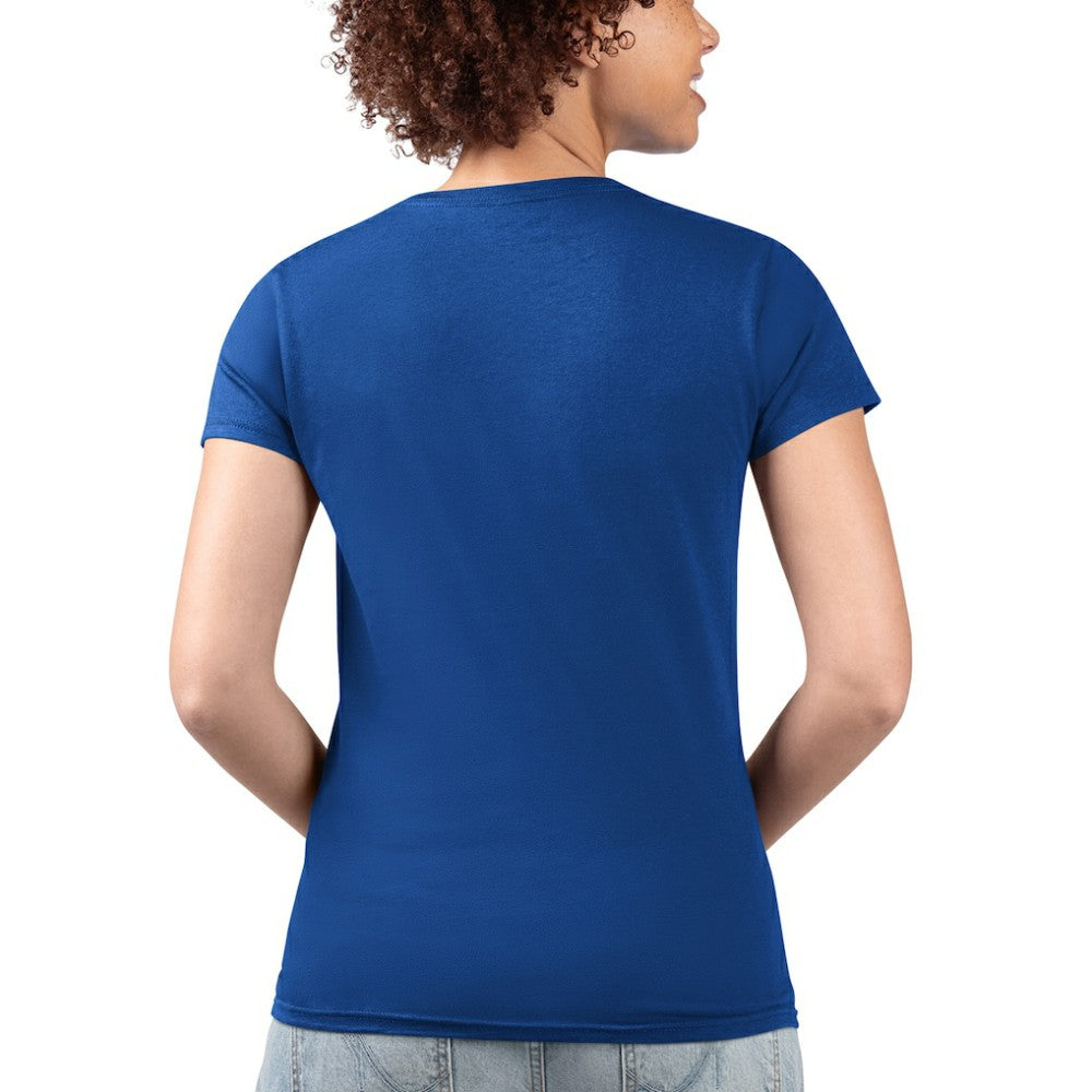 Texas Rangers G-III 4Her by Carl Banks Women's Super-Slim Fit Lightweight City Graphic V-Neck T-Shirt Royal