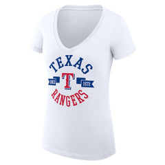 Texas Rangers G-III 4Her by Carl Banks Women's Super-Slim Fit Lightweight City Graphic V-Neck T-Shirt White