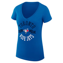 Toronto Blue Jays G-III 4Her by Carl Banks Women's Super-Slim Fit Lightweight City Graphic V-Neck T-Shirt Royal