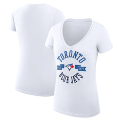 Toronto Blue Jays G-III 4Her by Carl Banks Women's Super-Slim Fit Lightweight City Graphic V-Neck T-Shirt White