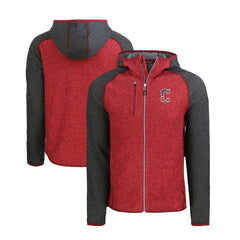 Cleveland Guardians Cutter & Buck Stars & Stripes Mainsail Sweater-Knit Full-Zip Hoodie Heather Red/Heather Charcoal