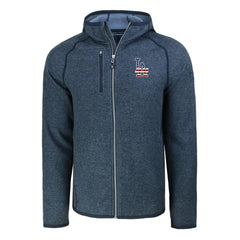 Los Angeles Dodgers Cutter & Buck Stars & Stripes Mainsail Sweater-Knit Full-Zip Hoodie Heather Navy