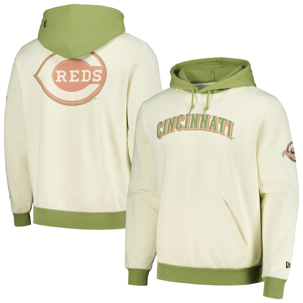 Cincinnati Reds Color Pop Pullover Hoodie Cream/Green