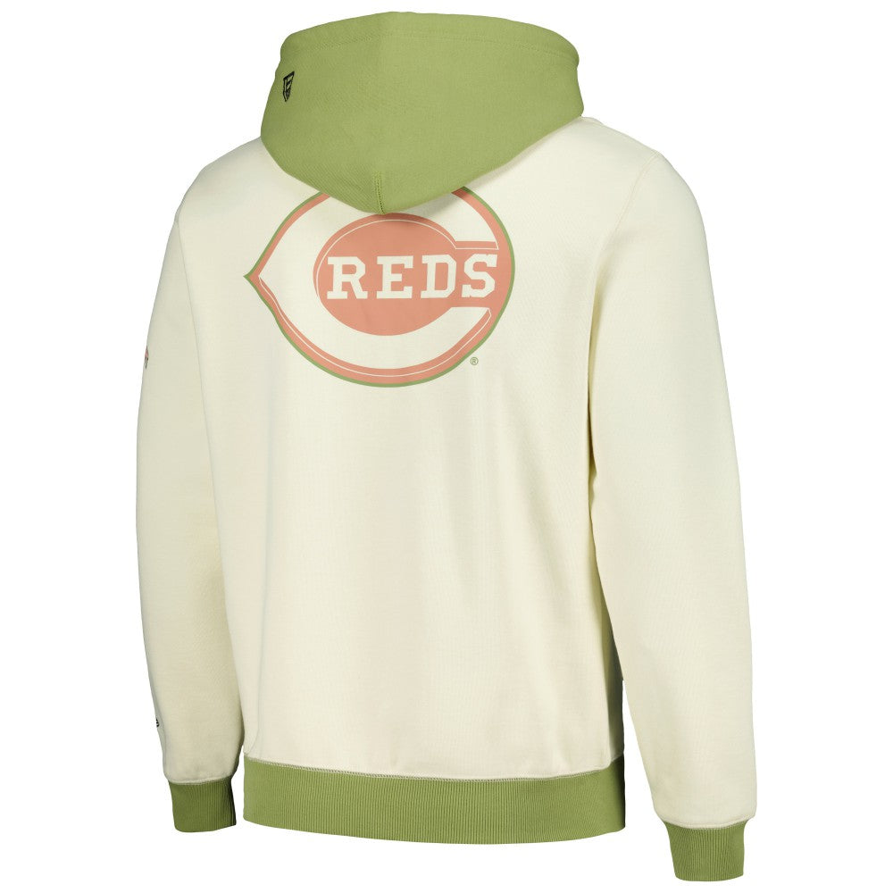 Cincinnati Reds Color Pop Pullover Hoodie Cream/Green