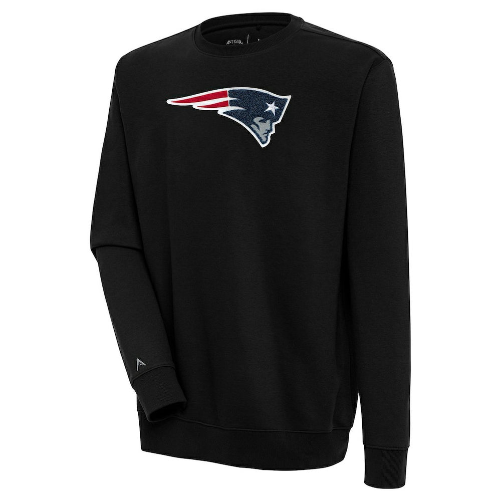 New England Patriots Antigua Victory Crewneck Pullover Sweatshirt - Black for sale