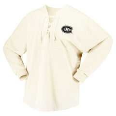 Montreal Canadiens Fanatics Women's Original Six Lace-Up Spirit Jersey Long Sleeve T-Shirt - Cream T-shirts