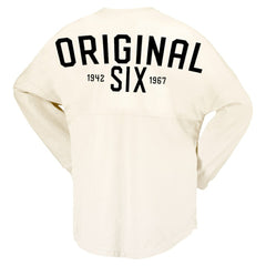 Montreal Canadiens Fanatics Women's Original Six Lace-Up Spirit Jersey Long Sleeve T-Shirt - Cream T-shirts