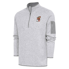Cleveland Browns Adult Throwback Logo Fortune Quarter-Zip Pullover Jacket - Heather Gray on sale