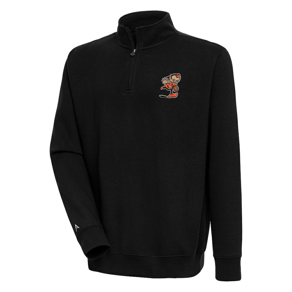 Cleveland Browns Adult Throwback Logo Victory Quarter-Zip Pullover Top - Black cheap