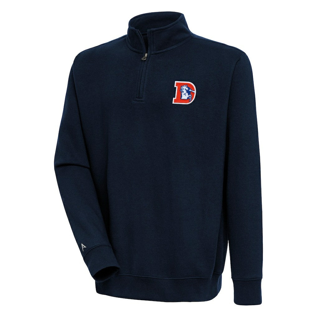 Denver Broncos Adult Throwback Logo Victory Quarter-Zip Pullover Top - Navy sale