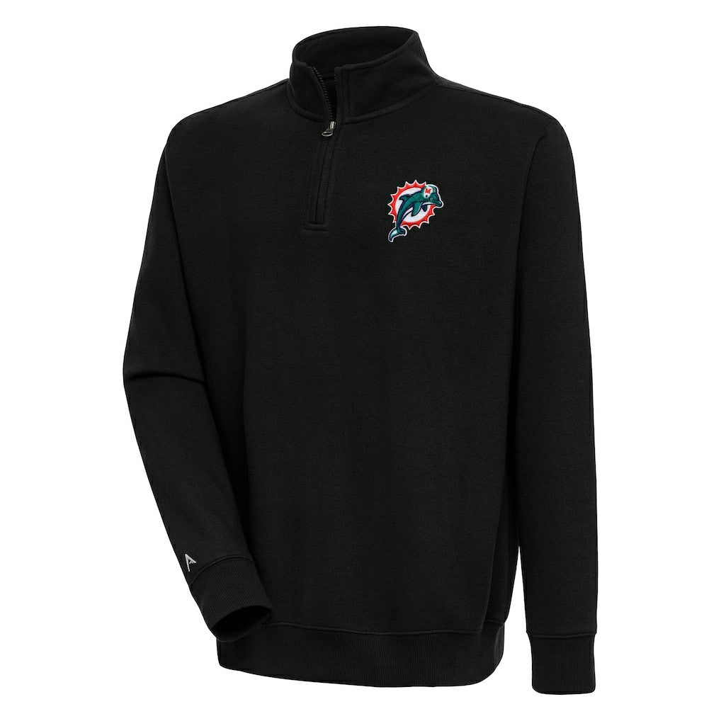 Miami Dolphins Adult Throwback Logo Victory Quarter-Zip Pullover Top - Black sale