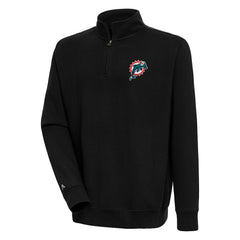 Miami Dolphins Adult Throwback Logo Victory Quarter-Zip Pullover Top - Black sale