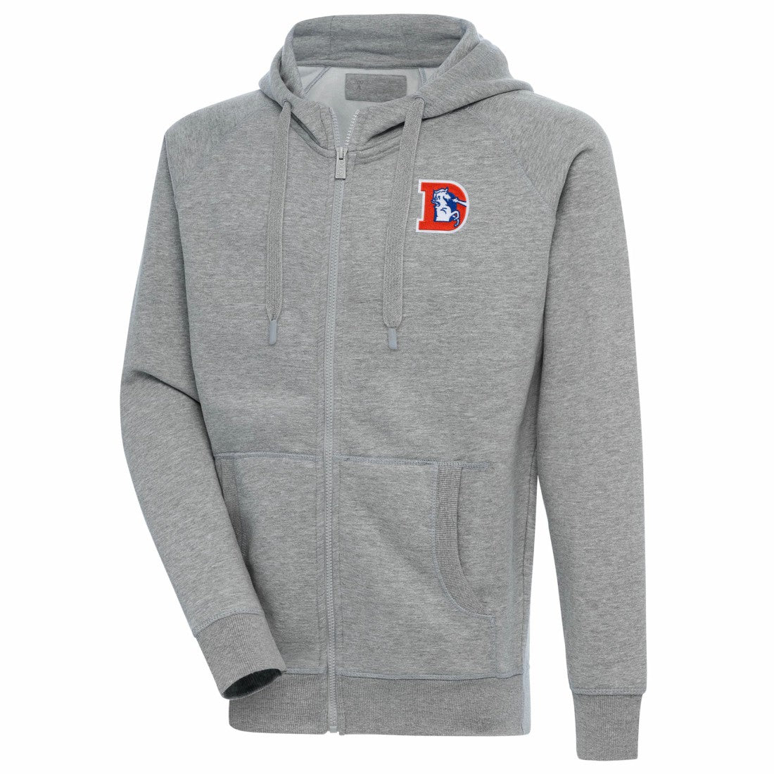 Denver Broncos Adult Throwback Logo Victory Full-Zip Hoodie - Heather Gray outlet