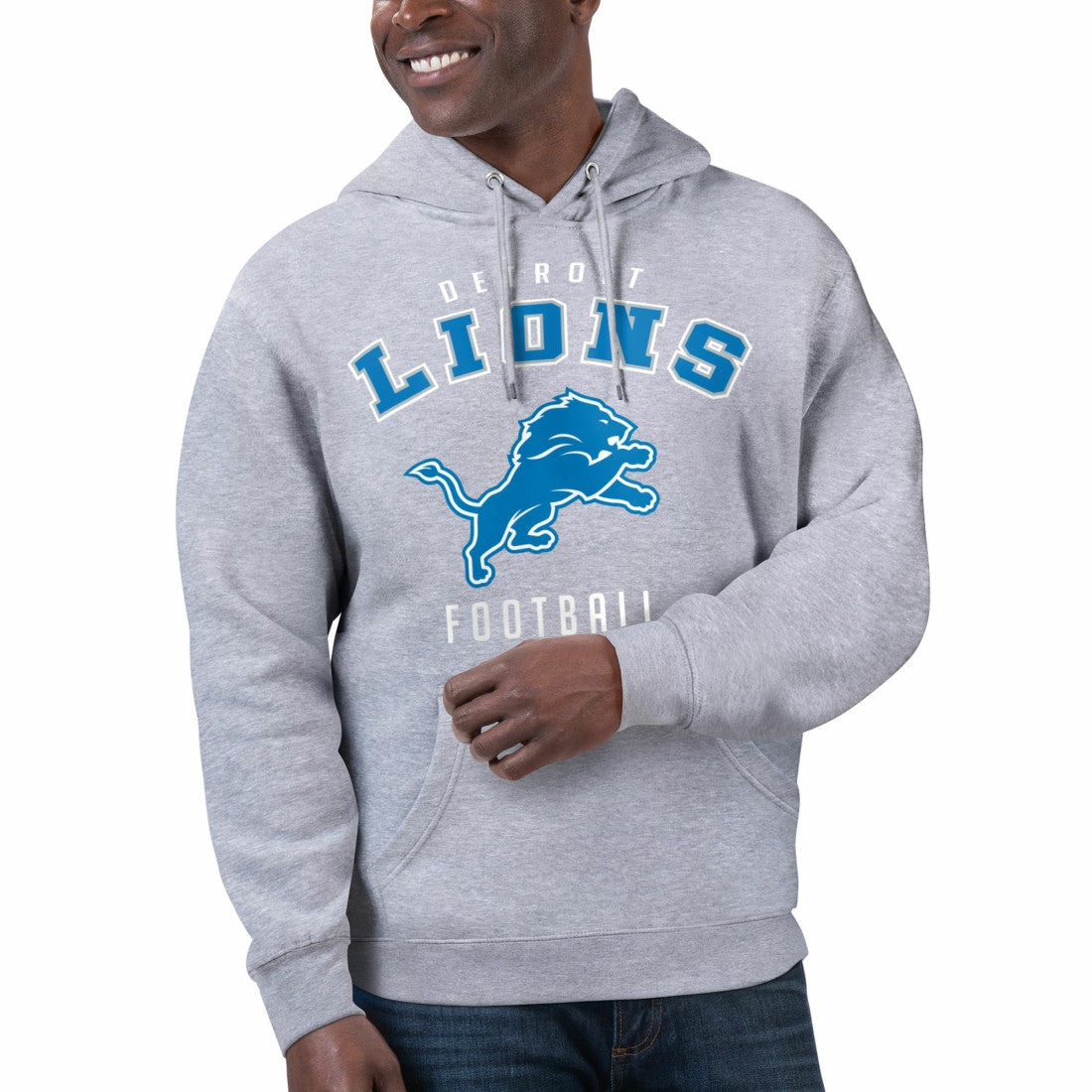 Detroit Lions Starter Unisex Logo Graphic Pullover Hoodie - Heather Gray discount