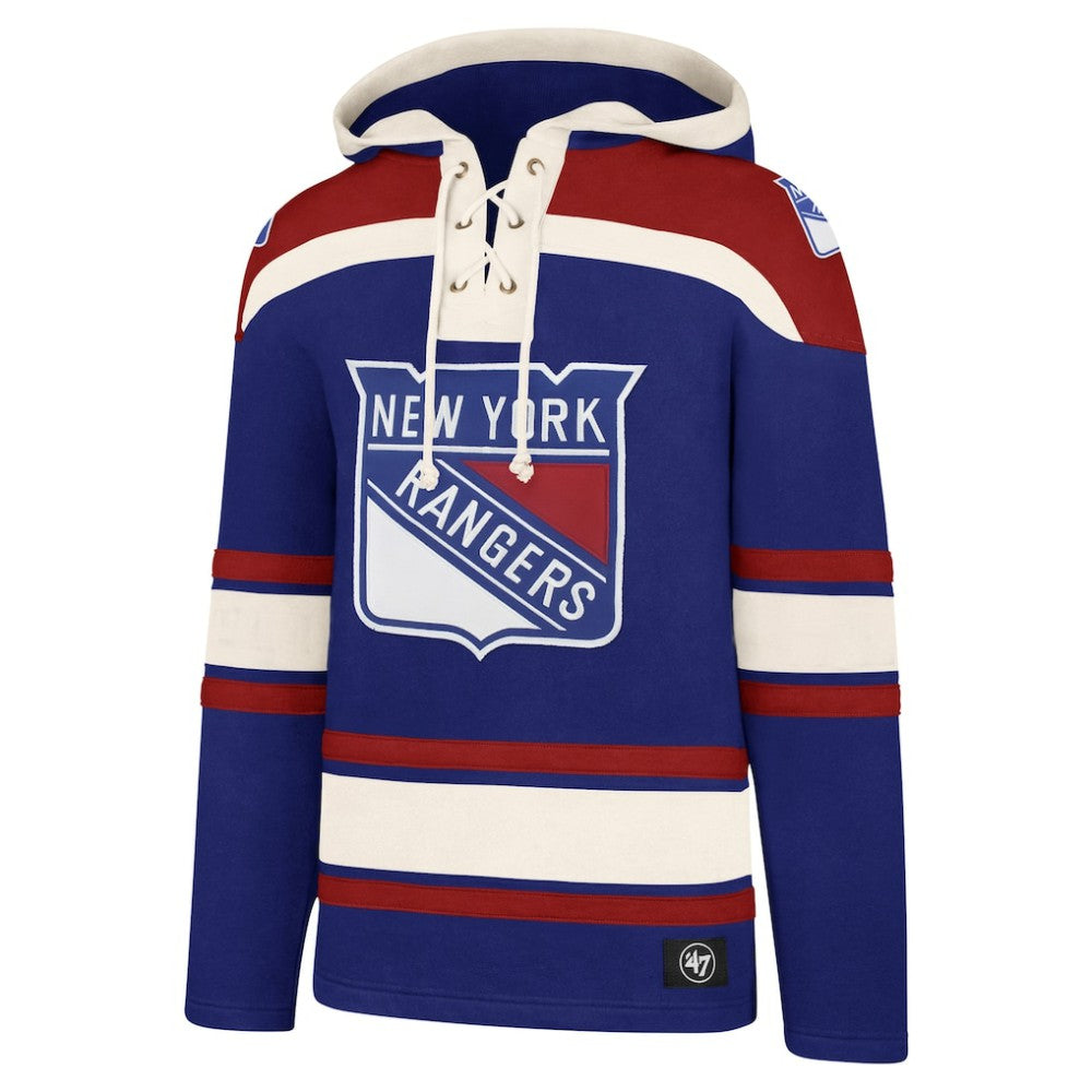 New York Rangers '47 Big & Tall Superior Lacer Pullover Hoodie - Blue Hoodies