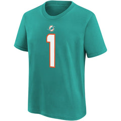 Tua Tagovailoa Miami Dolphins Youth Player Name & Number T-Shirt - Aqua on sale