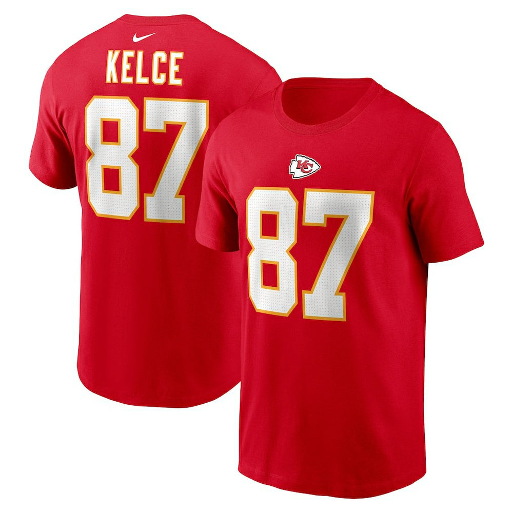 Travis Kelce Kansas City Chiefs Player Name & Number T-Shirt - Red cheap