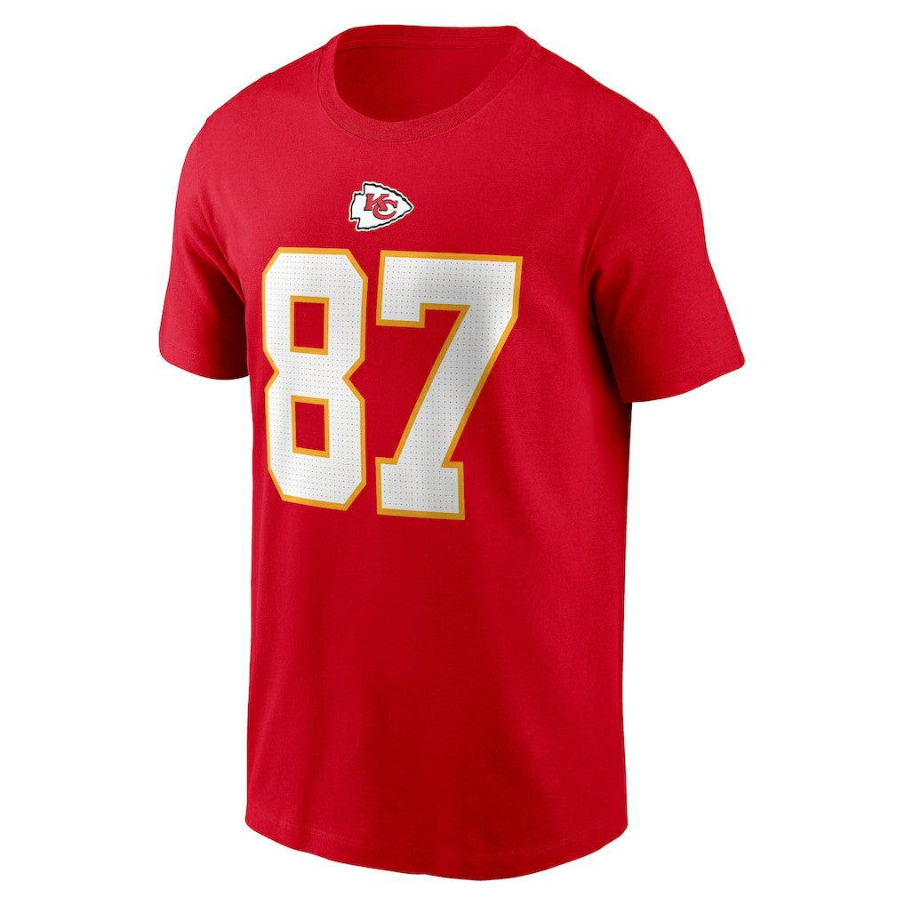 Travis Kelce Kansas City Chiefs Player Name & Number T-Shirt - Red cheap
