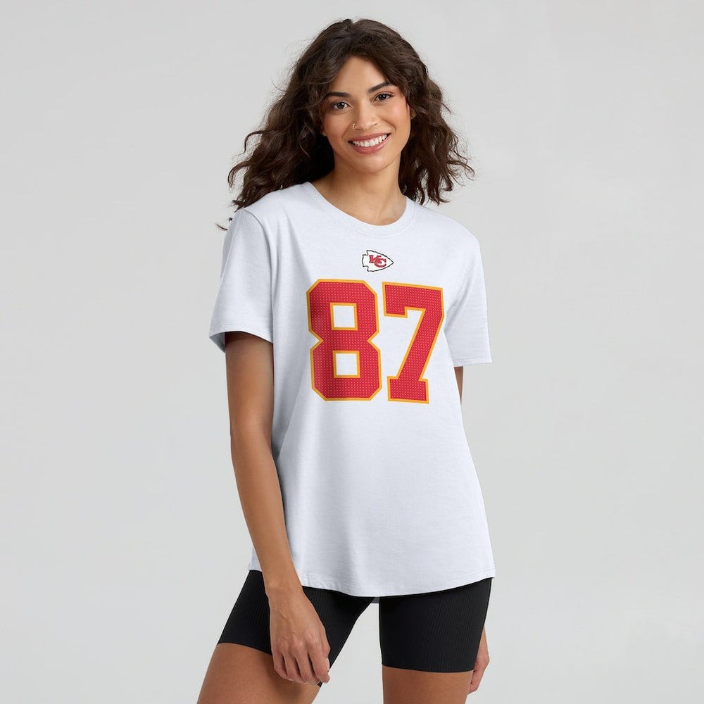 Travis Kelce Kansas City Chiefs Women's Player Name & Number T-Shirt - White sale