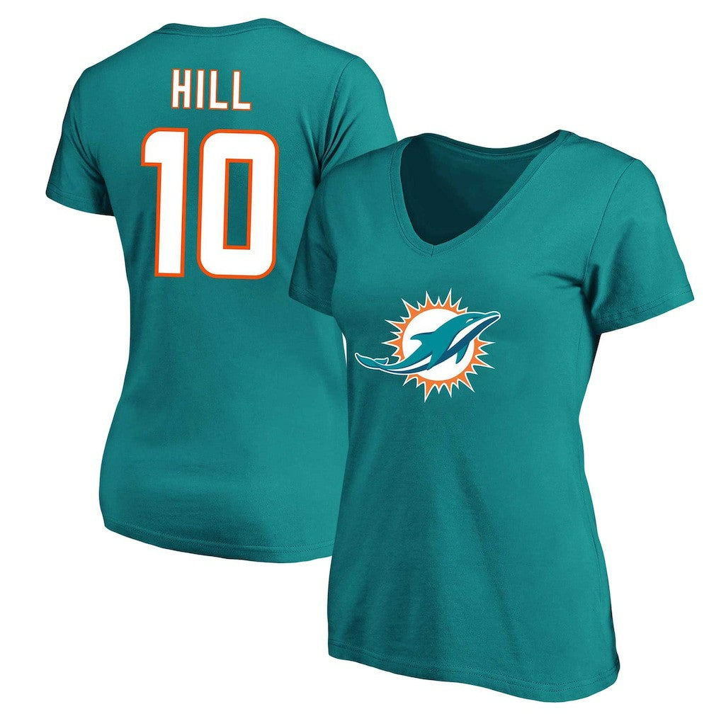 Tyreek Hill Miami Dolphins Women's Plus Size Fair Catch Name & Number Scoop Neck T-Shirt - Aqua on sale
