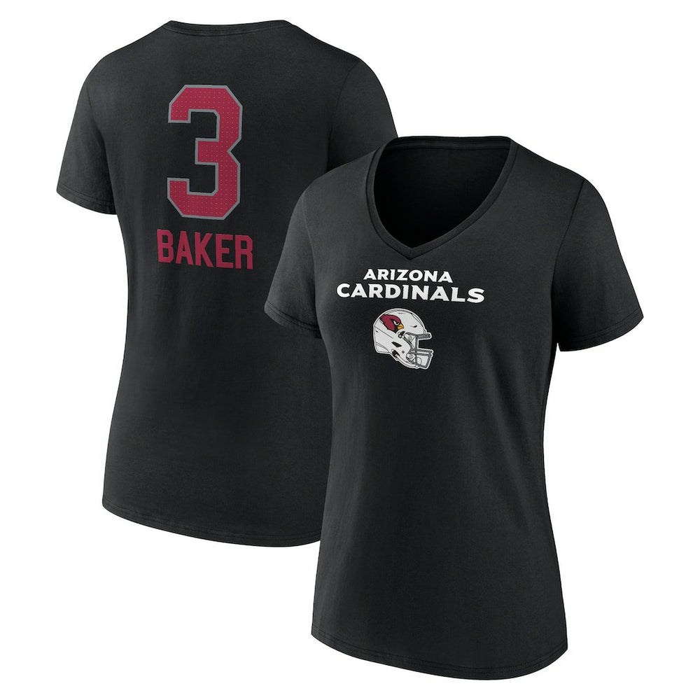 Budda Baker Arizona Cardinals Women's Team Wordmark Player Name & Number V-Neck T-Shirt - Black outlet