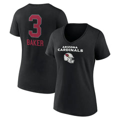 Budda Baker Arizona Cardinals Women's Team Wordmark Player Name & Number V-Neck T-Shirt - Black outlet