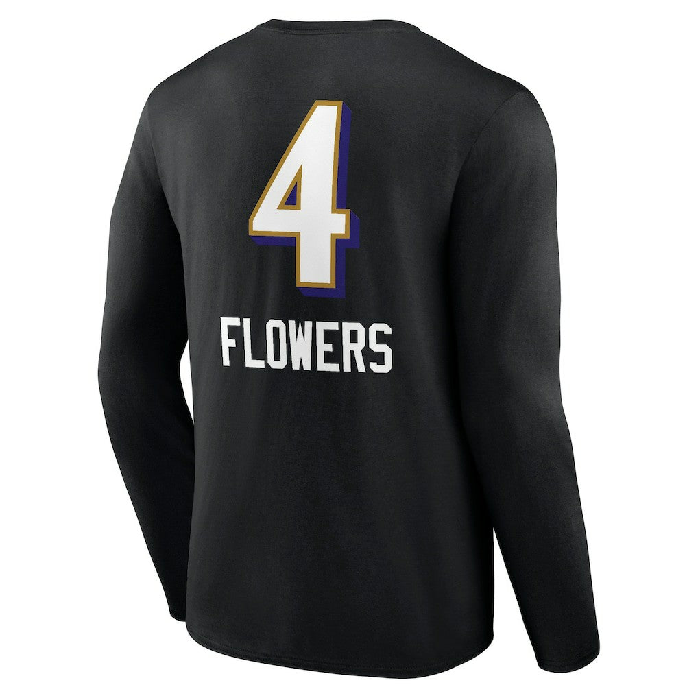 Zay Flowers Baltimore Ravens Team Wordmark Player Name & Number Long Sleeve T-Shirt - Black discount