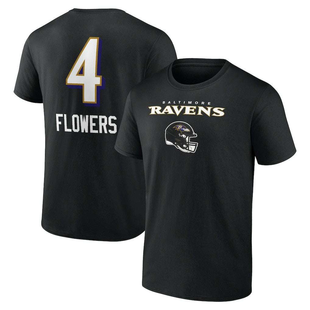 Zay Flowers Baltimore Ravens Team Wordmark Player Name & Number T-Shirt - Black online