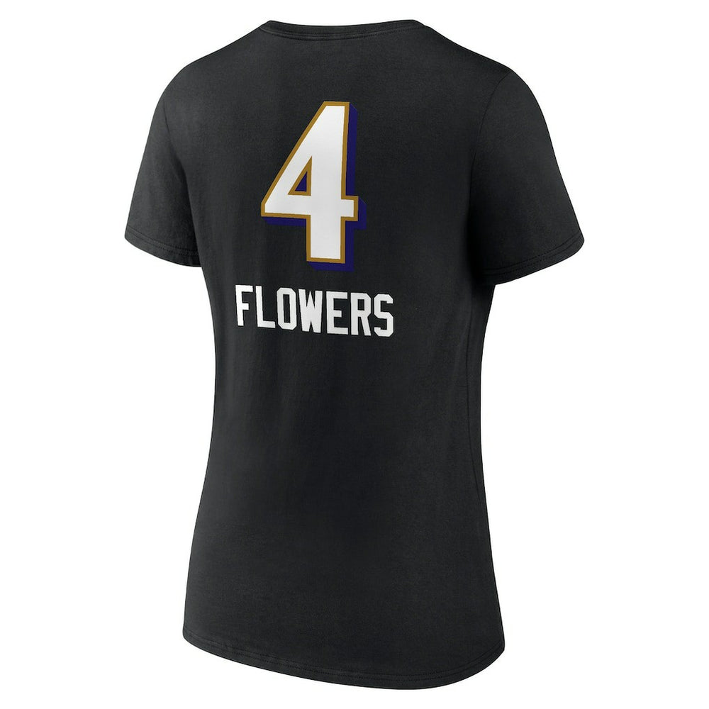 Zay Flowers Baltimore Ravens Women's Team Wordmark Player Name & Number V-Neck T-Shirt - Black outlet