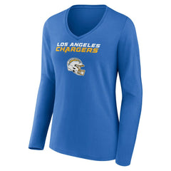 Derwin James Jr. Los Angeles Chargers Women's Team Wordmark Player Name & Number Long Sleeve V-Neck T-Shirt - Powder Blue on sale