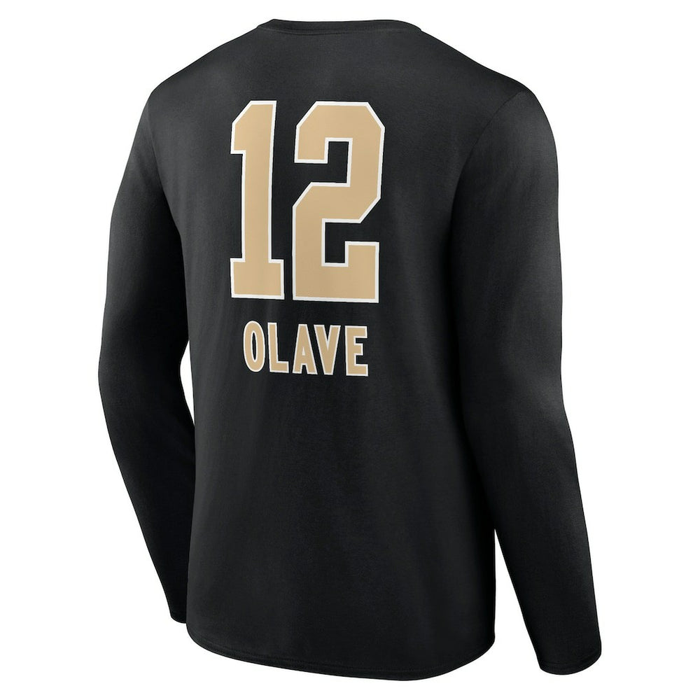 Chris Olave New Orleans Saints Team Wordmark Player Name & Number Long Sleeve T-Shirt - Black on sale
