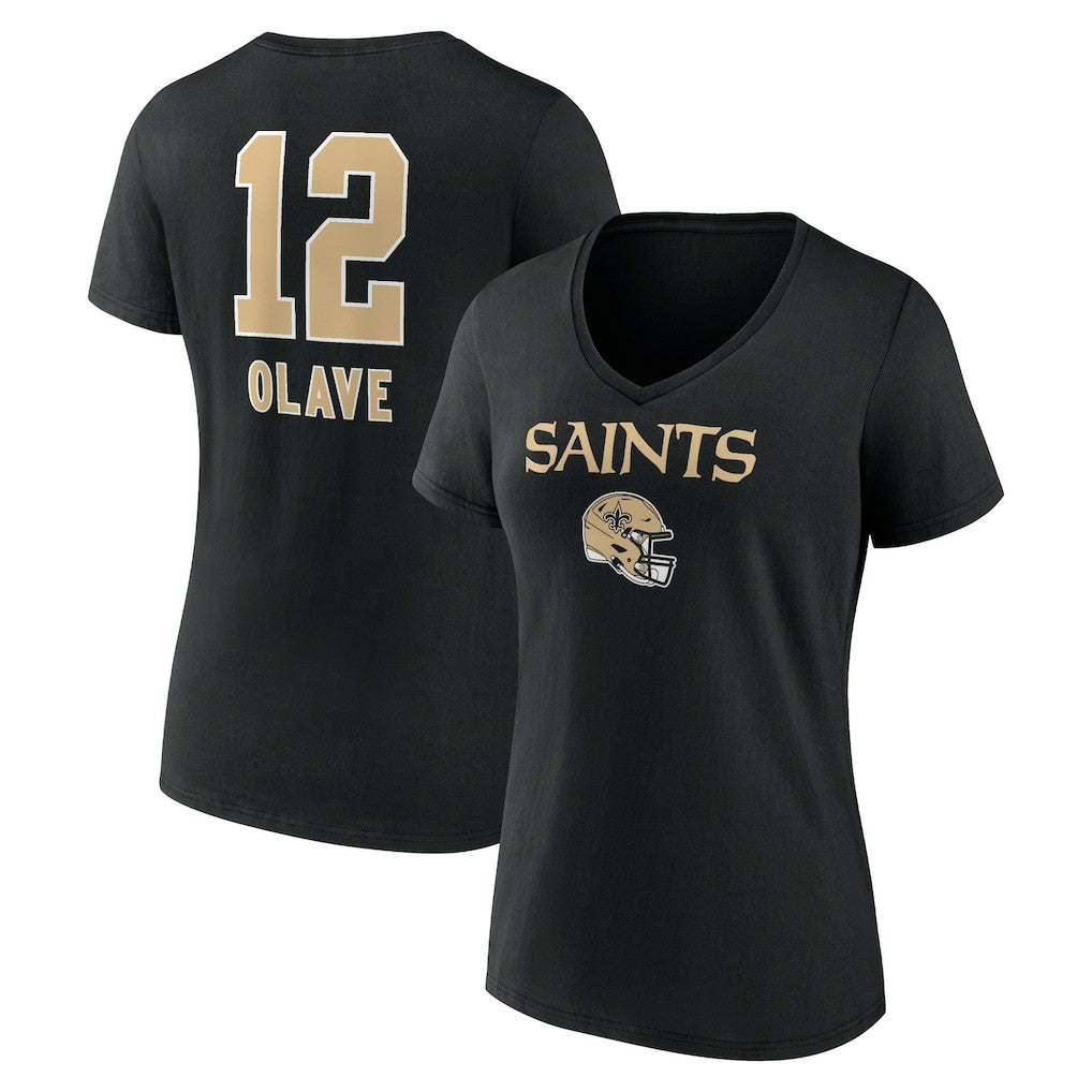 Chris Olave New Orleans Saints Women's Team Wordmark Player Name & Number V-Neck T-Shirt - Black discount
