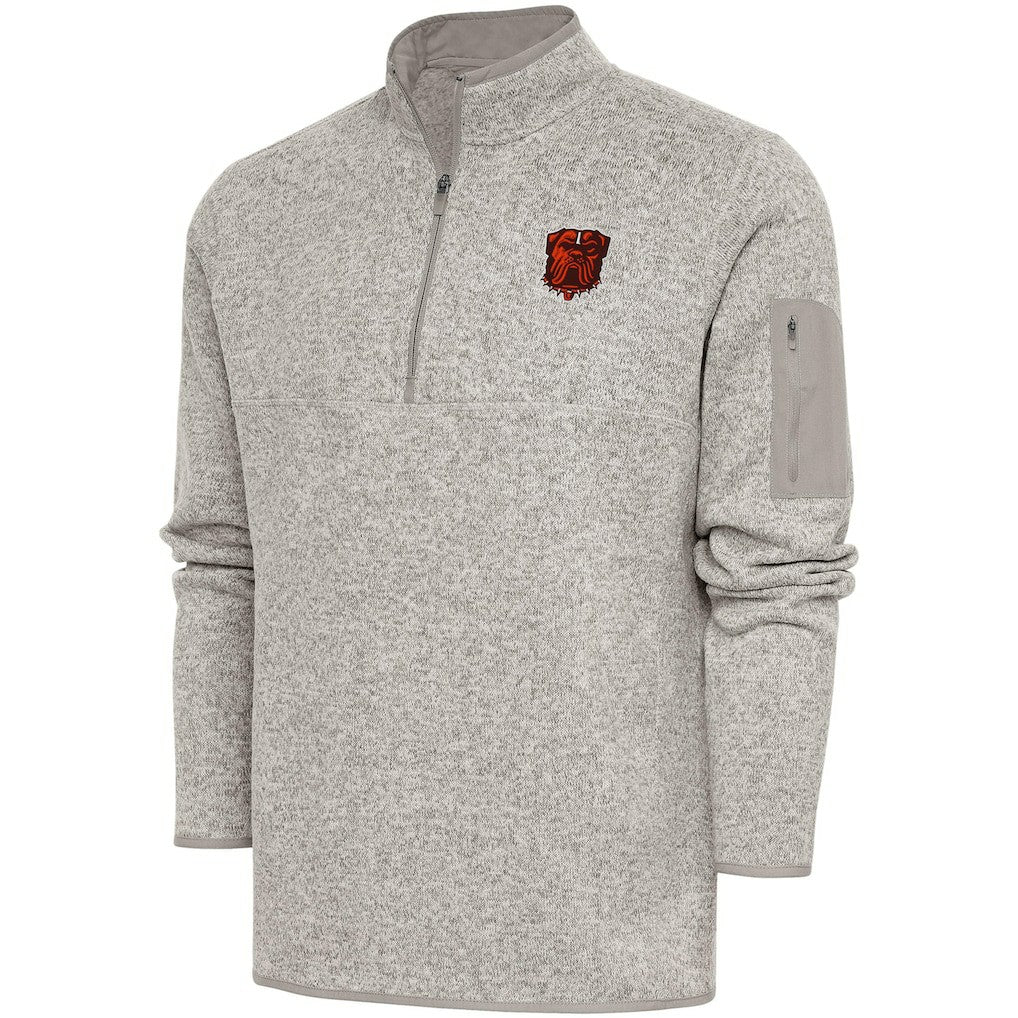 Cleveland Browns Antigua Fortune Quarter-Zip Pullover Jacket - Oatmeal for sale