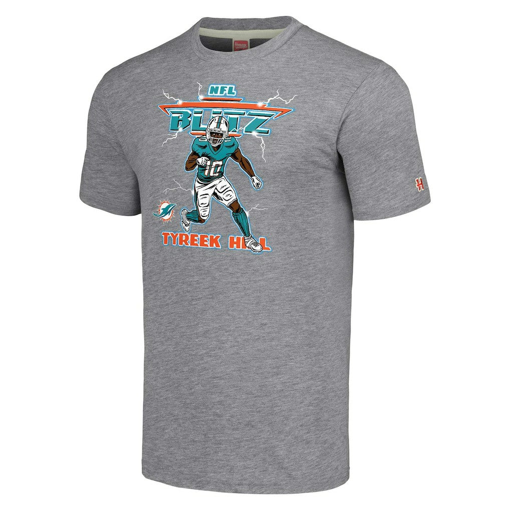 Tyreek Hill Miami Dolphins Homage Unisex NFL Blitz Player Tri-Blend T-Shirt - Gray cheap