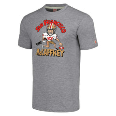 Christian McCaffrey San Francisco 49ers Homage Unisex Caricature Player Tri-Blend T-Shirt - Gray on sale