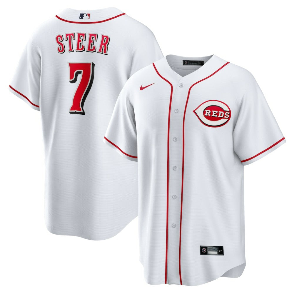 Spencer Steer Cincinnati Reds Home Replica Jersey White
