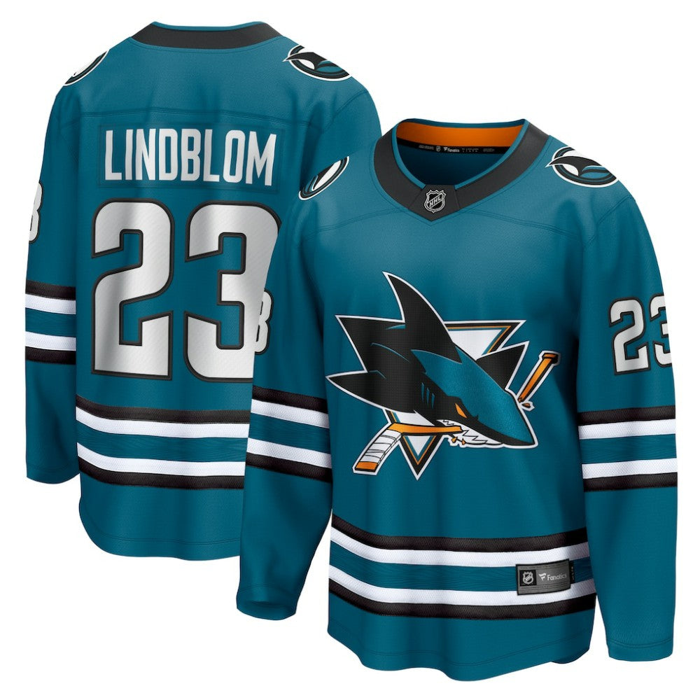 Oskar Lindblom San Jose Sharks Fanatics Home Breakaway Jersey - Teal Jerseys