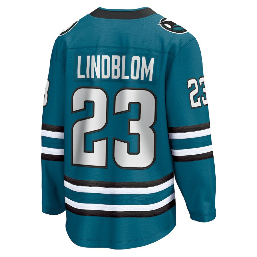 Oskar Lindblom San Jose Sharks Fanatics Home Breakaway Jersey - Teal Jerseys