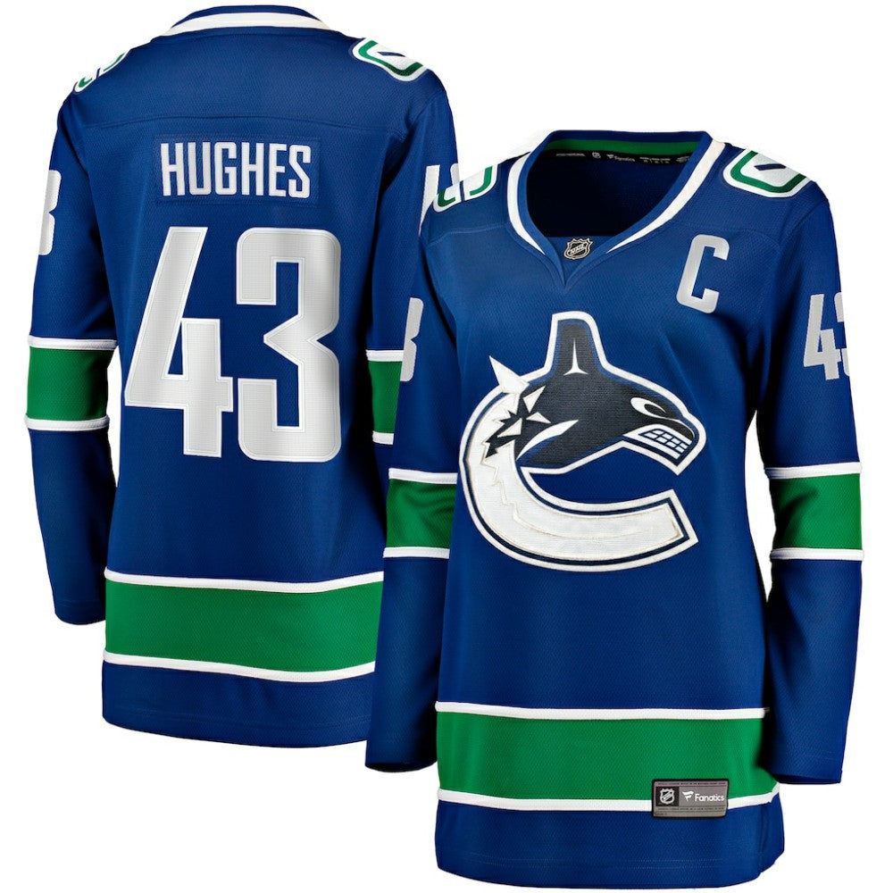 Quinn Hughes Vancouver Canucks Fanatics Women's Home Breakaway Player Jersey - Blue Jerseys