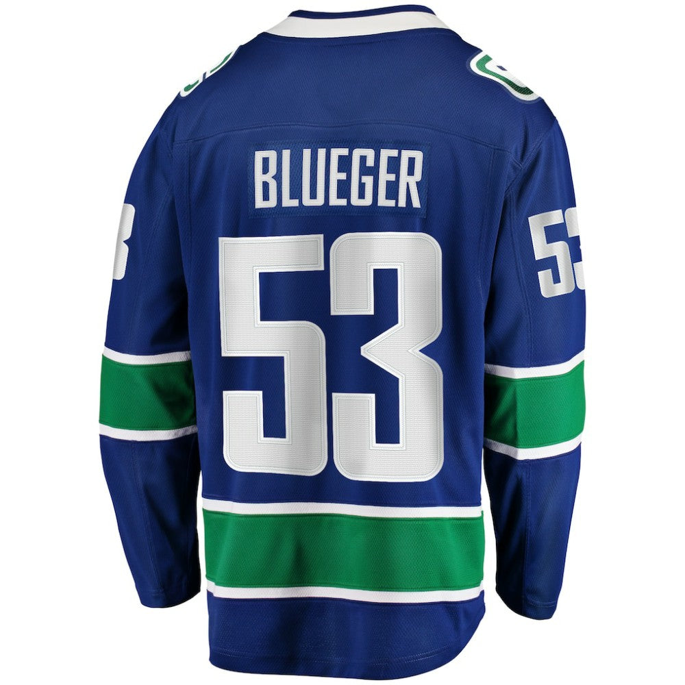 Teddy Blueger Vancouver Canucks Fanatics Home Breakaway Jersey - Blue Jerseys