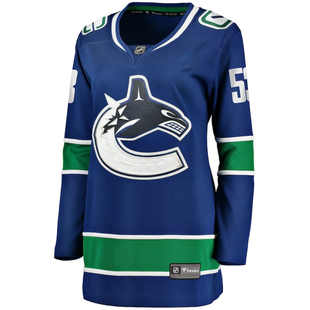 Teddy Blueger Vancouver Canucks Fanatics Women's Home Breakaway Player Jersey - Blue Jerseys