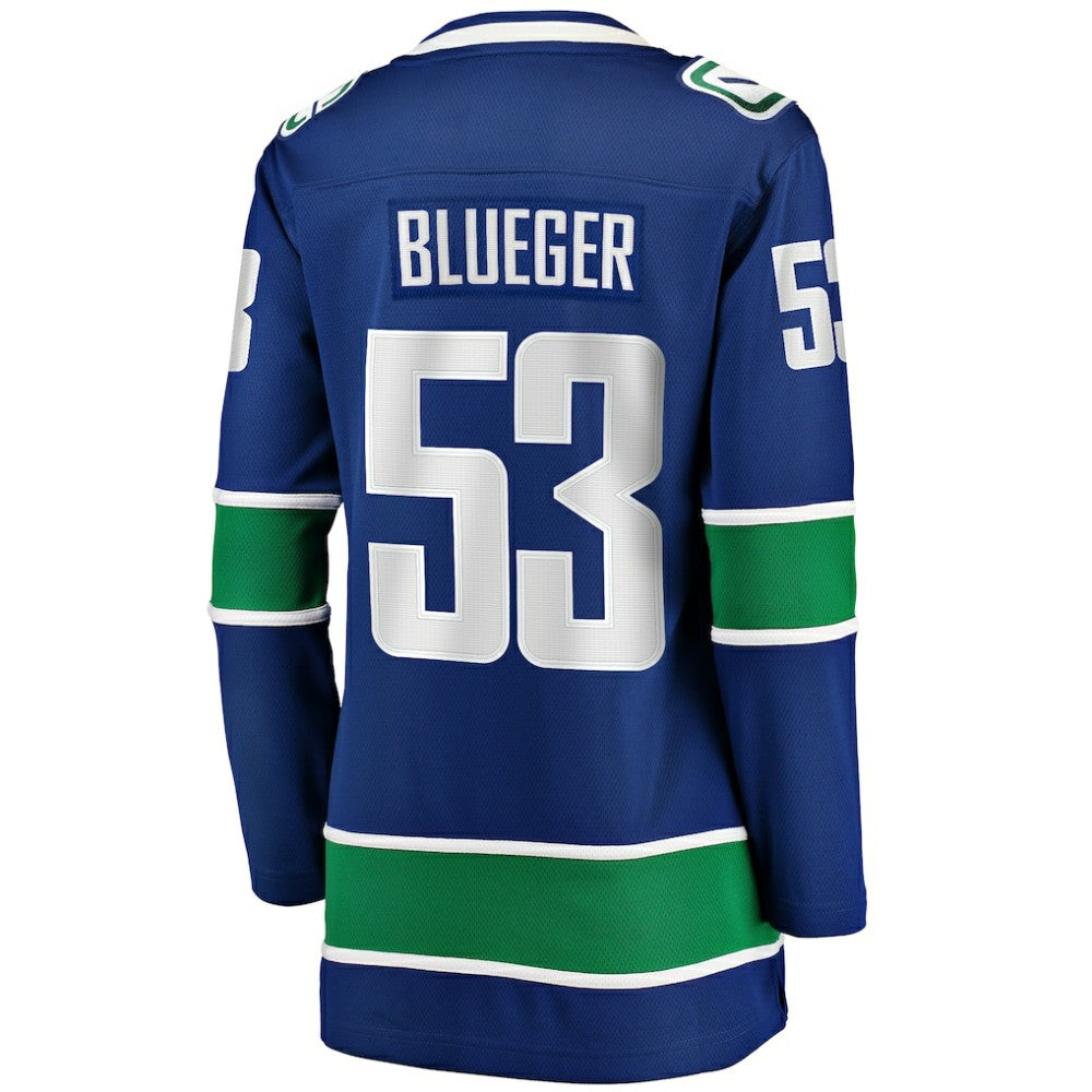 Teddy Blueger Vancouver Canucks Fanatics Women's Home Breakaway Player Jersey - Blue Jerseys