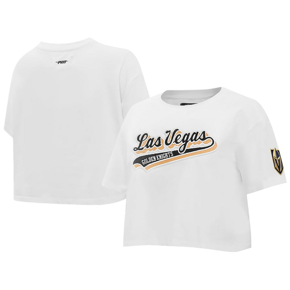 Vegas Golden Knights Pro Standard Women's Boxy Script Tail Cropped T-Shirt - White T-shirts