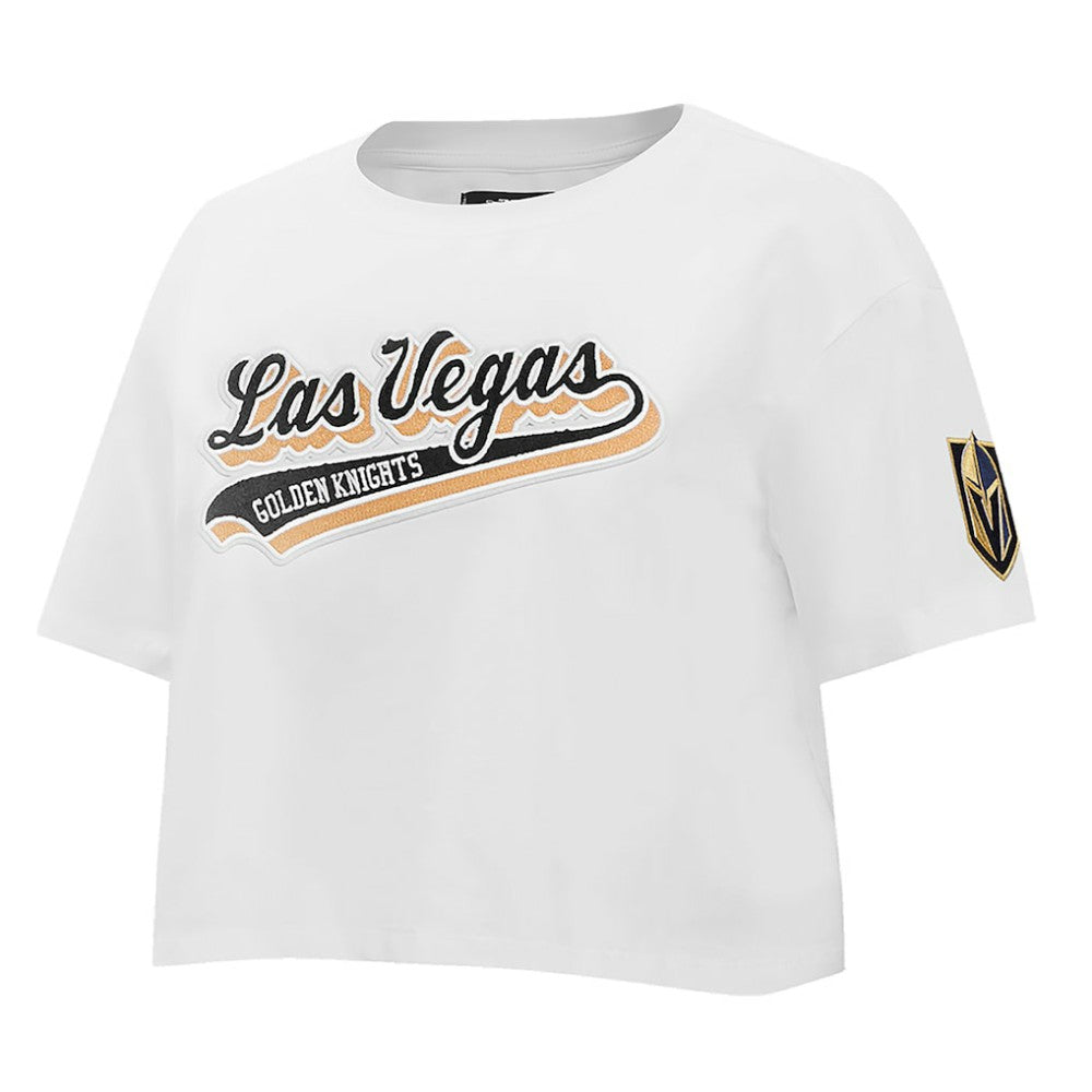 Vegas Golden Knights Pro Standard Women's Boxy Script Tail Cropped T-Shirt - White T-shirts