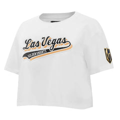 Vegas Golden Knights Pro Standard Women's Boxy Script Tail Cropped T-Shirt - White T-shirts